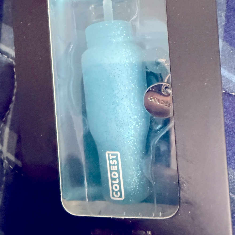 Coldest Blue Glitter Water Bottle keychain
